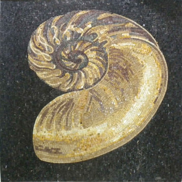 Mosaic Art, Golden Seashell, 31"x36"