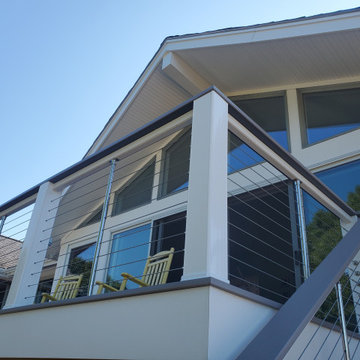 Cable Rails, TimberTech AZEK Deck, SBC Cedar Shingle Siding in Mattapoisett, MA