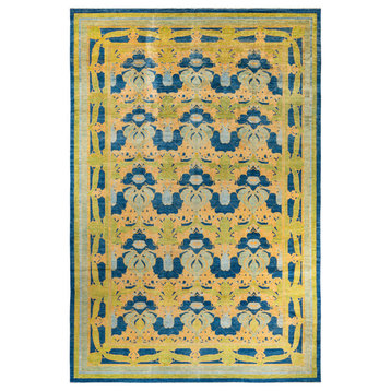 Arts and Crafts, One-of-a-Kind Handmade Area Rug Blue, 17' 4" x 12' 1"