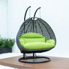 2 Person Charcoal Wicker Double Hanging Egg Swing Chair, Light Green