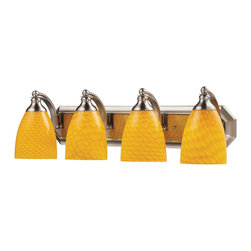 Elk Lighting - Elk Lighting 570-4N Vanity Collection 4 Light 27" Vanity Fixture - Satin Nickel - Bathroom Vanity Lighting