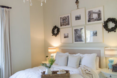 Example of a farmhouse bedroom design in Other
