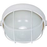 Nuvo Lighting - 1-Light 10" Round Cage Bulk Head in Semi Gloss white - Stylish and bold. Make an illuminating statement with this fixture. An ideal lighting fixture for your home.andnbsp