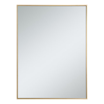 Metal Frame Rectangle Mirror 30 Inch In Brass