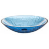 Blue Crystal Tempered Glass Vessel Sink for Bathroom, Oval, 20 X 15 Inch