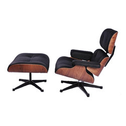 Eames Lounge Chair & Ottoman in Walnut and Black leather - Armchairs And Accent Chairs