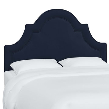 High Arched Headboard With Border, Velvet Ink, King