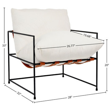 Aliza Polyester Blend Upholstered Chair, White/Black