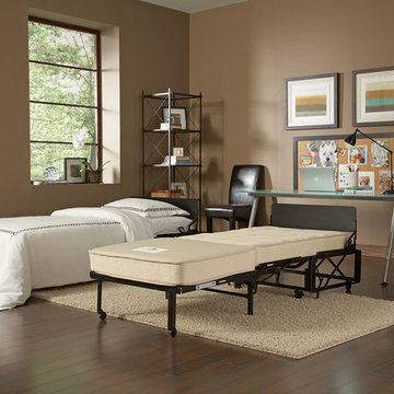 Castro Convertible ottomans open with one dressed one undressed