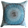 Blue Floral Pillow Art Silk 20"x20" Throw Pillow Cover, Art Deco, Blue Blast
