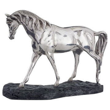 Silver Plated Arabian Horse Sculpture Head Down A72