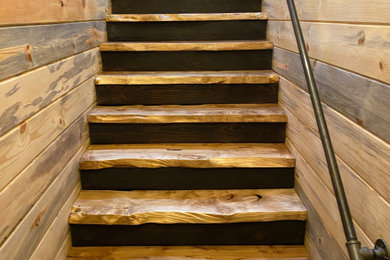Staircase - farmhouse staircase idea in Portland