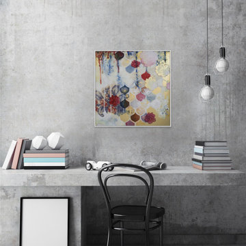 "Fishscale Blossoms II" Floater Framed Painting Print on Canvas