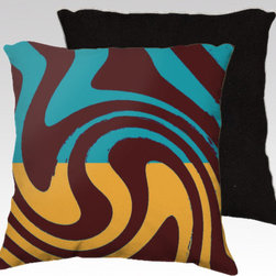TOROSIETE Throw Pillow Cover - Giro Yellow/Chestnut/Turquoise with Black Back - Products