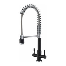Classic Dual Lever Kitchen Sink Tap With High Arc Swivel Spring and Pull Down