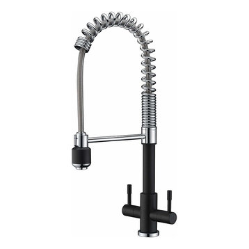 Classic Dual Lever Kitchen Sink Tap With High Arc Swivel Spring and Pull Down
