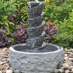 Solid Modern Stone Fountains crafted from Granite - Brandywine Falls - Outdoor Fountains And Ponds
