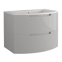 Italian 39 inch Modern Floating Bathroom Vanity Grey Glossy Finish - Bathroom Vanities And Sink Consoles