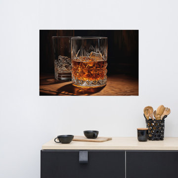 Cocktail Wall Decor: Evening Elixir Realism Digital Painting