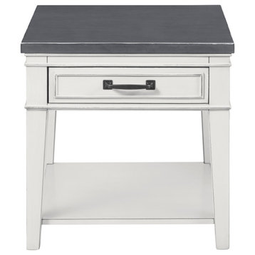Martin Svensson Home Del Mar 1 Drawer End Table White and Grey