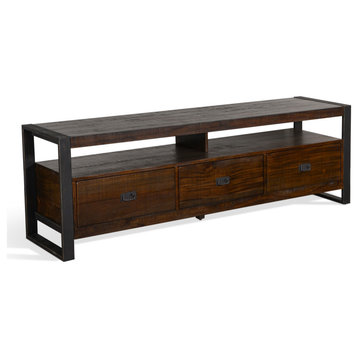 78" TV Stand Media Console Modern Rustic Industrial Cabinet