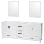 Wyndham Collection - Sheffield Double Bathroom Vanity With Mirrors, 80" - Wyndham Collection Sheffield 80" Double Bathroom Vanity in White, No Countertop, No Sinks, and 24" Mirrors