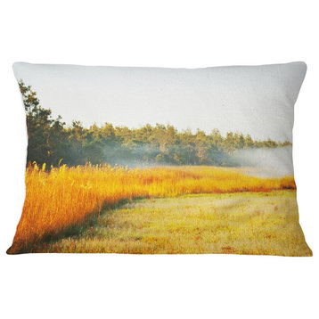 Amazing Yellow Mountain Meadow Landscape Printed Throw Pillow, 12"x20"