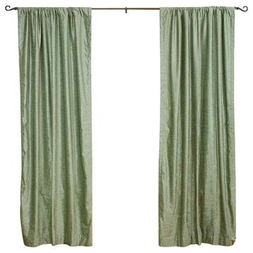 Olive Green Rod Pocket  Velvet Cafe Curtain / Drape / Panel  -43W x 24L -Piece