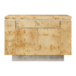 Worlds Away Burl Wood and Silver Leaf Bar Cabinet - Indoor Pub And Bistro Tables