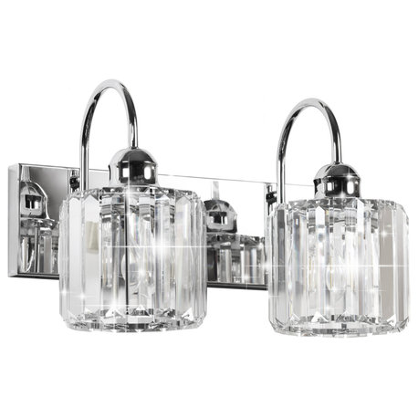 ExBrite Modern Silver Bathroom Vanity Light, 2 Lights