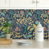 Groovy Garden Navy Peel & Stick Wallpaper, Bolt