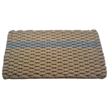 24"x38" Rockport Rope Mat, Tan With Offset Gray Stripe Tan Insert