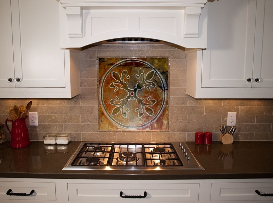 Kitchen Backsplash Tile - Fleur De Lis Tile - Installed
