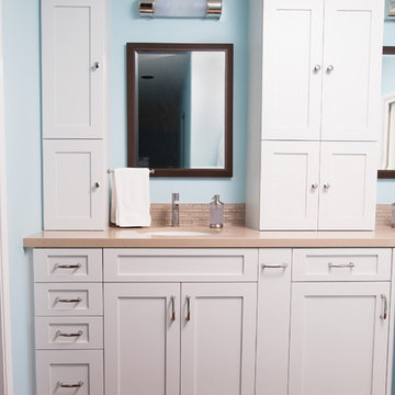 Refreshing Blue & White Master Bathroom Remodel in Torrance, CA.