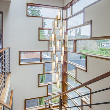AMAZING STAIRCASE CHANDELIER, THREE STORY FOYER CHANDELIER LED LIGHTS