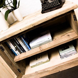Boadi Reclaimed Scaffolding Cupboard with Adjustable Shelf & Brass Handles - Storage Cabinets