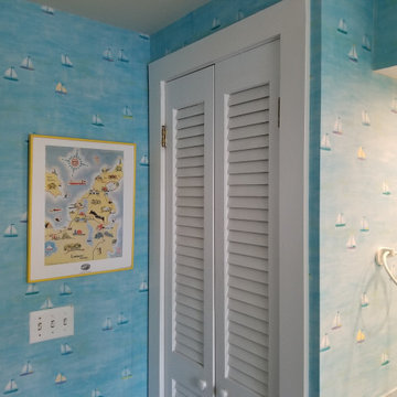 Northport Guest Bathroom Wallpaper Application. Leelanau, MI.