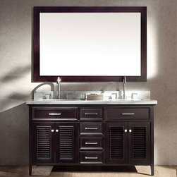 61 inch Cottage Double Sink Bathroom Vanity Set in Espresso Finish - Bathroom Vanities And Sink Consoles