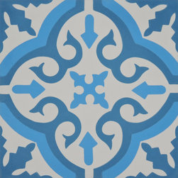 Moroccan Mosaic and Tile House - Argana  Handmade Cement Tile, Dark/ Light Blue ,White, Sample - Wall And Floor Tile