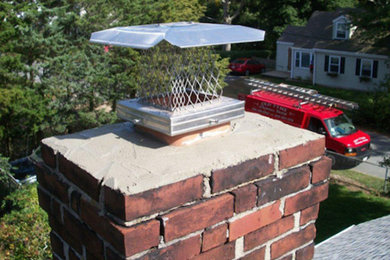 Mid-sized brick exterior home idea in Boston