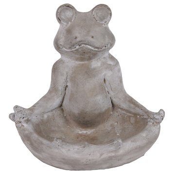 Meditating Frog Figurine in Gyan Position With Candleholder