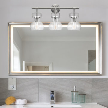 Milan 3-Light Vanity Light, Chrome, Clear Glass Shades