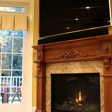 Traditional Mediterranean Custom Brown Maple Fireplace Mantel with Granite heart