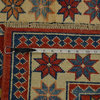 100% Wool Kazak Red Tribal Design, Hand-Knotted Oriental Rug