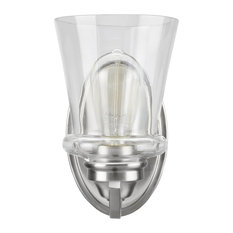 62115-1, 1-Light Metal Bathroom Vanity Wall Light Fixture, Satin Nickel