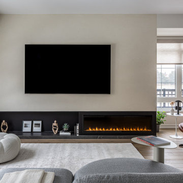 Custom Media Wall & Linear Fireplace | Unionville Townhouse