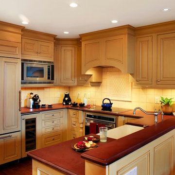 Vermont Rustic Kitchen with Red Slate Counter Top