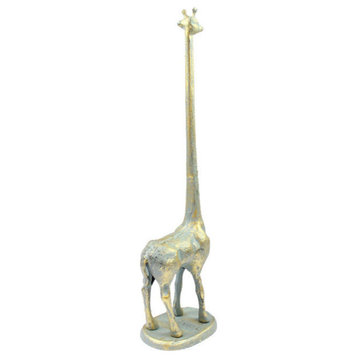 Antique Seaworn Bronze Cast Iron Giraffe Paper Towel Holder 19"