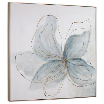 Flor Azul Hand Painted Canvas, 55" X 2" X 55"