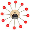 LeisureMod Concordia Modern Red Round Ball Silent Non-Ticking Wall Clock